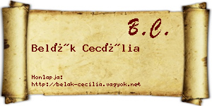 Belák Cecília névjegykártya